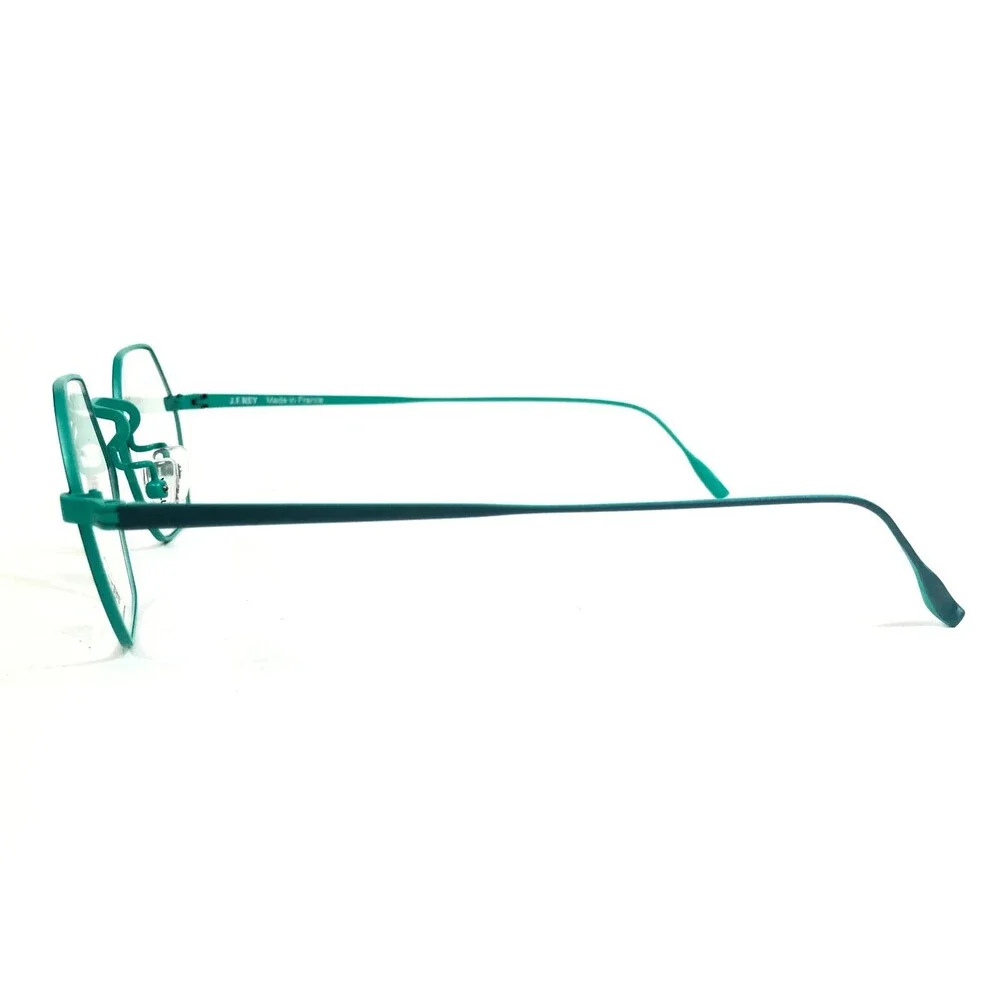 J.F. Rey Eyeglasses Frames JF3014 2041 Matte Navy Blue Aqua Hexagonal 50-22-145